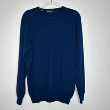 Rodd and Gunn Crew Neck Sweater Mens Size L Blue Deep Ocean Wool Cashmere Blend