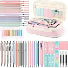 56 PCS Aesthetic School Supplies with Large Pencil Case, 5 Inspirational