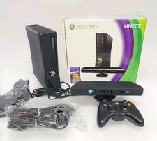 New Microsoft Xbox 360 S 4GB Black Console with Kinect In BOX Excellent
