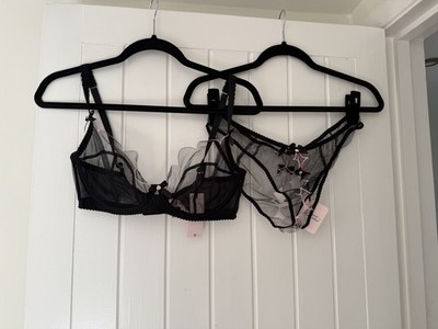 BNWT Agent Provocateur Lorna Black & Pink Bra 36DD Ouvert Size 5 14 