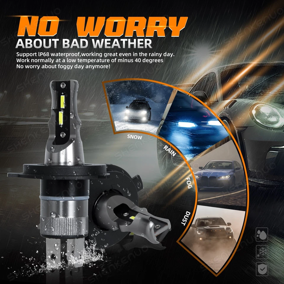 Faros LED de haz alto/bajo + kit de faros antiniebla 6000K para Toyota Hilux 2004-2019 Foto 4 de 4