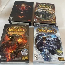 Blizzard  World of Warcraft Lot of 4 CD-ROM Cataclysm Pandaria Lich King, Diablo