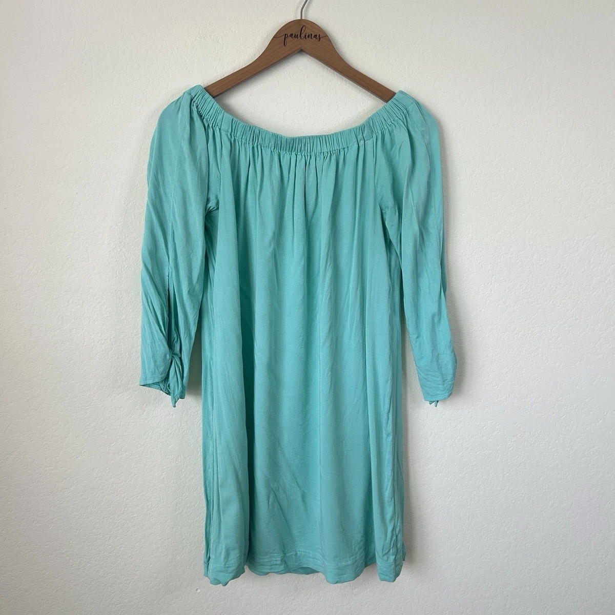 Michael Stars Dress Womens Medium Teal Green Off The Shoulder Casual M |  eBay