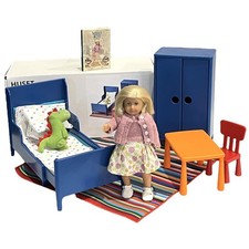 American Girl Mini Kit Doll Ikea Bedroom Set Rug Bed Table Wardrobe Chair Box