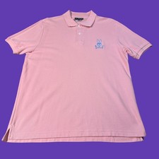 Psycho Bunny Men s Pink Polo Shirt Size 6 Large Pima Cotton Classic Logo Golf