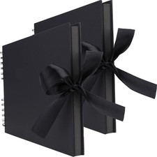 2 Pack 80 Pages Scrapbook Album Photo Album Memory Book Total 160 Pages - Black