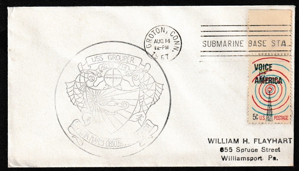 1967 USS SUBMARINE GROUPER SSN-214 - US NAVY SHIP COVER | eBay