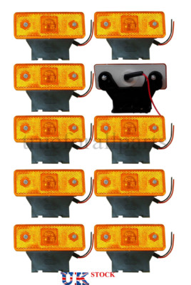10x 24V Vordere Seitenmarkierungen LED GELB Leuchten Blinker LKW mit Gummihalterung