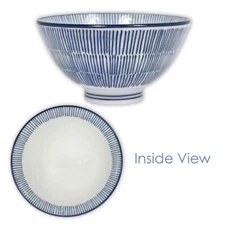 SET of 2 Japanese Rice Soup Bowl 4.75"D Porcelain Blue Tokusa Line Made in Japan