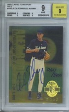 1993 ALEX RODRIGUEZ CLASSIC FOUR SPORT GOLD AUTOGRAPH #NNO 1261/3900 BGS 9 MINT