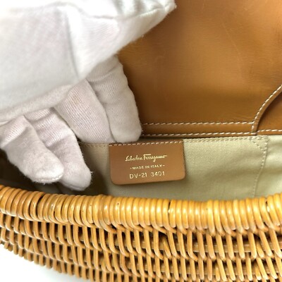 Salvatore Ferragamo Raffia Handbag One Handle Basket Bag