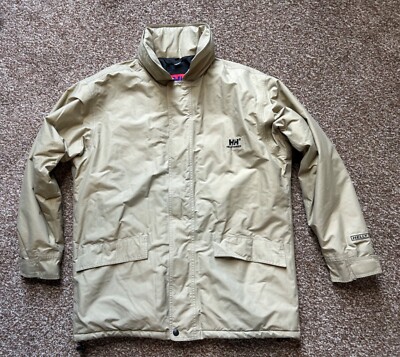 HELLY HANSEN beige wasserdichter wattierter Herrenmantel mit Kapuze M / L