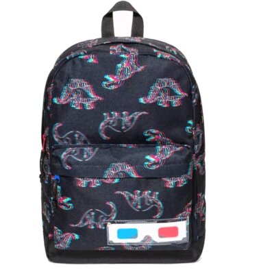 Cat & Jack 3D Dino Print Backpack Bag with Glasses, Black/Multi Back to School