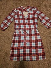 Skies Are Blue Red Blue Plaid Shirt Dress XSmall