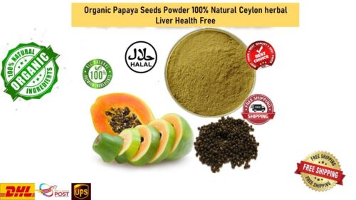 Semillas de papaya orgánicas en polvo 100% natural Ceilán hierbas hígado salud envío gratuito - Imagen 1 de 5