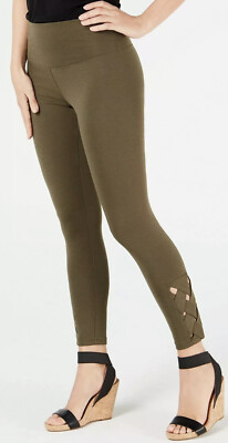 Free Ship  INC  $39 Lattice Ankle Shaping Leggings Olive Size XXXL,3X  (A32)