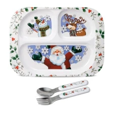 Pfaltzgraff Winterberry 3 Piece Jolly Santa Children's Set