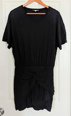 IRO Brelbloa Knot Front Mini Dress Modal T-shirt Black L