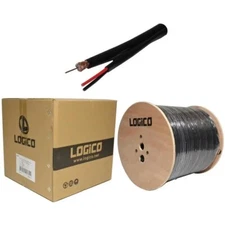 RG59 Siamese Coax Outdoor Gel 20AWG 95% Braid 3.0Ghz 1000 ft. Black Cable