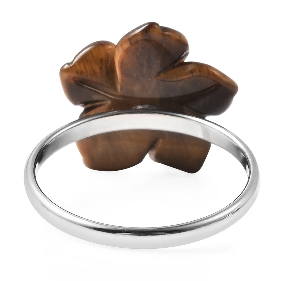   Anillo tallado ojo de tigre amarillo sudafricano 22,90 ctw talla 8 y colgante  Foto 4 de 4