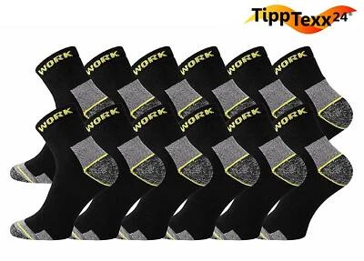 TIPPTEXX 24 12 Paar Arbeitssocken Kurzschaft mit Antiloch-Garantie robuste Socken Work Socks