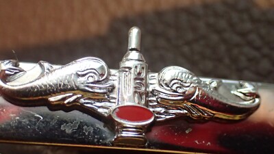 VINTAGE USN Missile Submarine Warfare Insignia TIE BAR CLIP Robbins