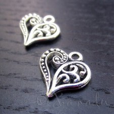Heart Charms 14mm Antiqued Silver Plated Pendants C0125 - 10, 20 Or 50PCs