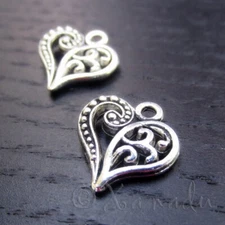 Heart Charms 14mm Antiqued Silver Plated Pendants C0125 - 10, 20 Or 50PCs