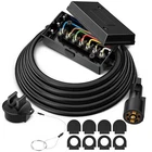 8FT 7 Way Plug Inline Pre-Wired Trailer Cord w/ 7 Gang Junction Box Wiring Cable