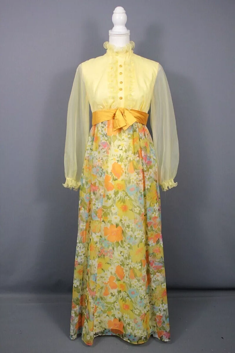 Yellow sheer cheap maxi dress