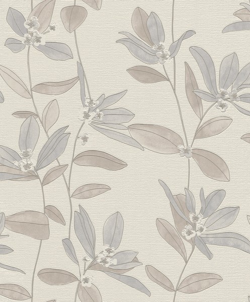 Rasch Tapete Selection 735307 Grau Creme Beige Stylisch BlüTenranke Vliestapete-image