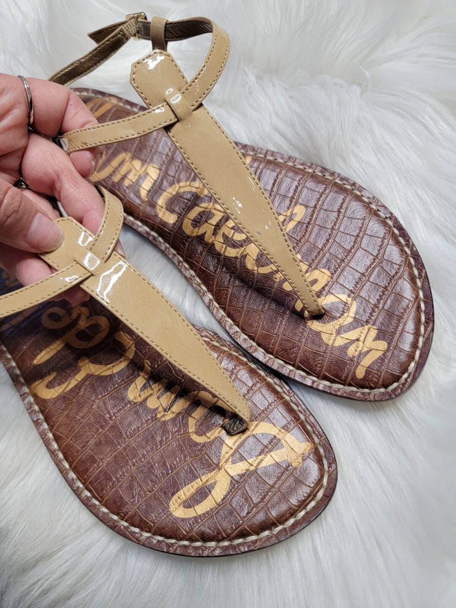 s*y様 正規品　新品　MEDI ENAMEL STRAP THONG SAND Sam Edelman Women's Gigi Sandal Size 9.5 Thong T-Strap Beige | eBay