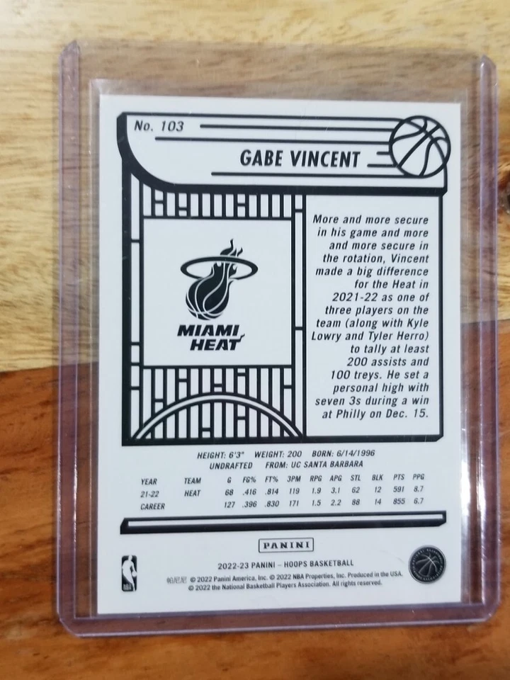 2022-23 Panini NBA Hoops Gabe Vincent Impulse Parallel #103 HEAT SSP CASE HIT - Image 2 of 2
