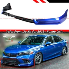 For 2022-2024 Honda Civic Yofer Painted Blue Black Front Bumper Lip Splitter Kit