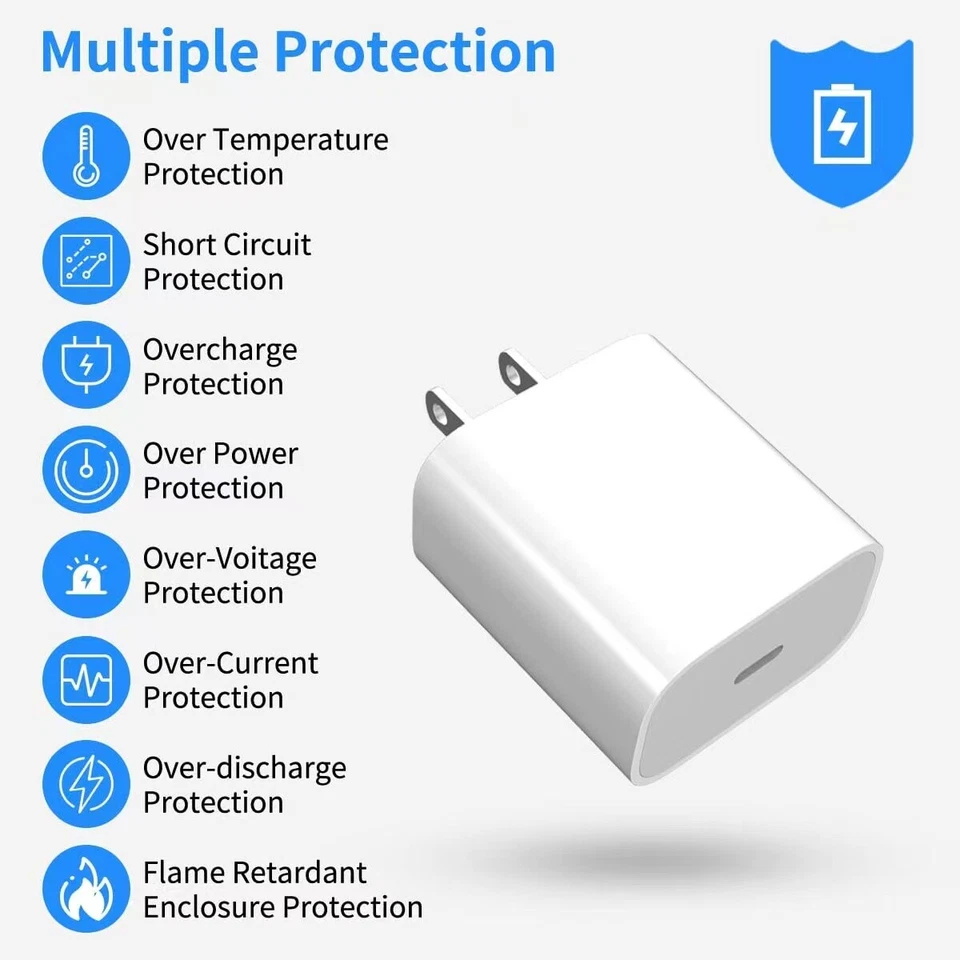 100 Lot 20W Type USB-C Fast Charger Adapter For iPhone 16 15 14 13 12 11 Pro Max - Image 3 of 4