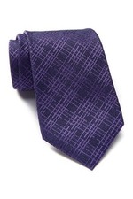  125 Calvin Klein Mens Silk Purple Plaid Neck Tie Classic Skinny Necktie 58x3