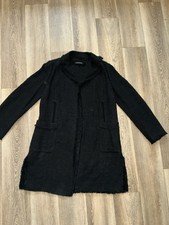 Luisa Cerano Coat Size 12 Black Open Front