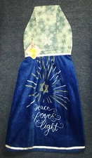 *NEW* Handmade Peace Love Light Jewish Hanukkah Hanging Kitchen Hand Towel #2128