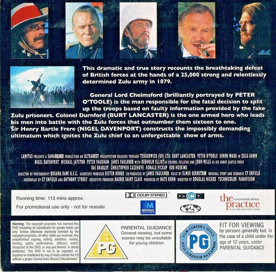 Zulu Dawn - Burt Lancaster, Peter O'Toole, John Mills - Full Film - N/Paper 1979 - Image 2 of 2