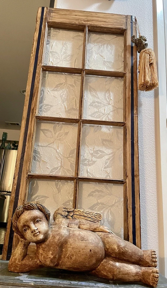 PANEL DE VENTANA DE GRANJA VINTAGE / PANEL DE VENTANA DE CASA DE CAMPO CUBIERTO CON ENCAJE SHABBY CHIC Foto 3 de 4