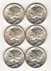 6 Mercury Dimes beautiful coins you grade by the scans