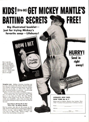 Vintage 1956 Lifebuoy Soap Print Ad Mickey Mantle's How I Hit Booklet Offer