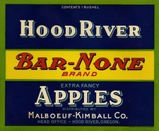 Bar-None Brand Apple Crate Label - Hood River, Oregon Malboeuf-Kimball Co