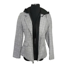 Charlotte Russe Women Grey Jacket W/ Attached Hoodie Sweat Size Xs Zip-closure
