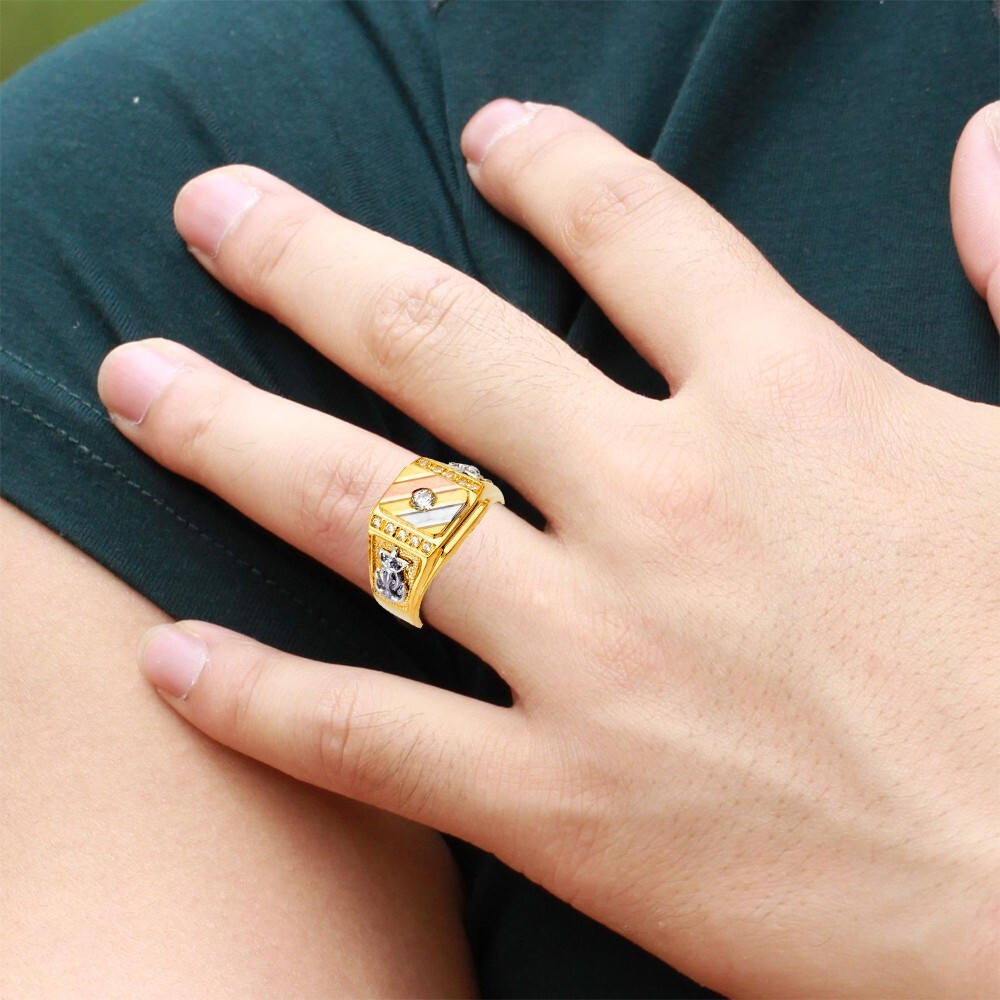 14K Tri Color Gold Men's Cubic Zirconia Ring | eBay 14K Tri Color Gold Men's Cubic Zirconia Ring | eBay