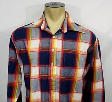Mint Vtg 70s 80s Mens JC Penney multi-color plaid button-up shirt Large 16-16.5