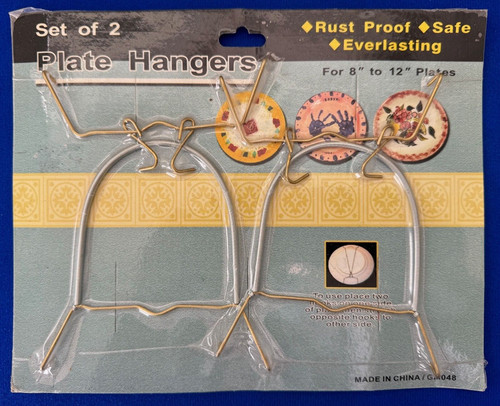 Vintage Set of 2 Wall Plate Hangers-New in Package-Unopened-Rust Proof