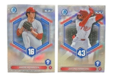 2026 Bowman Chrome (×2) Top 100 Andrew Painter/Justin Crawford RC'S...