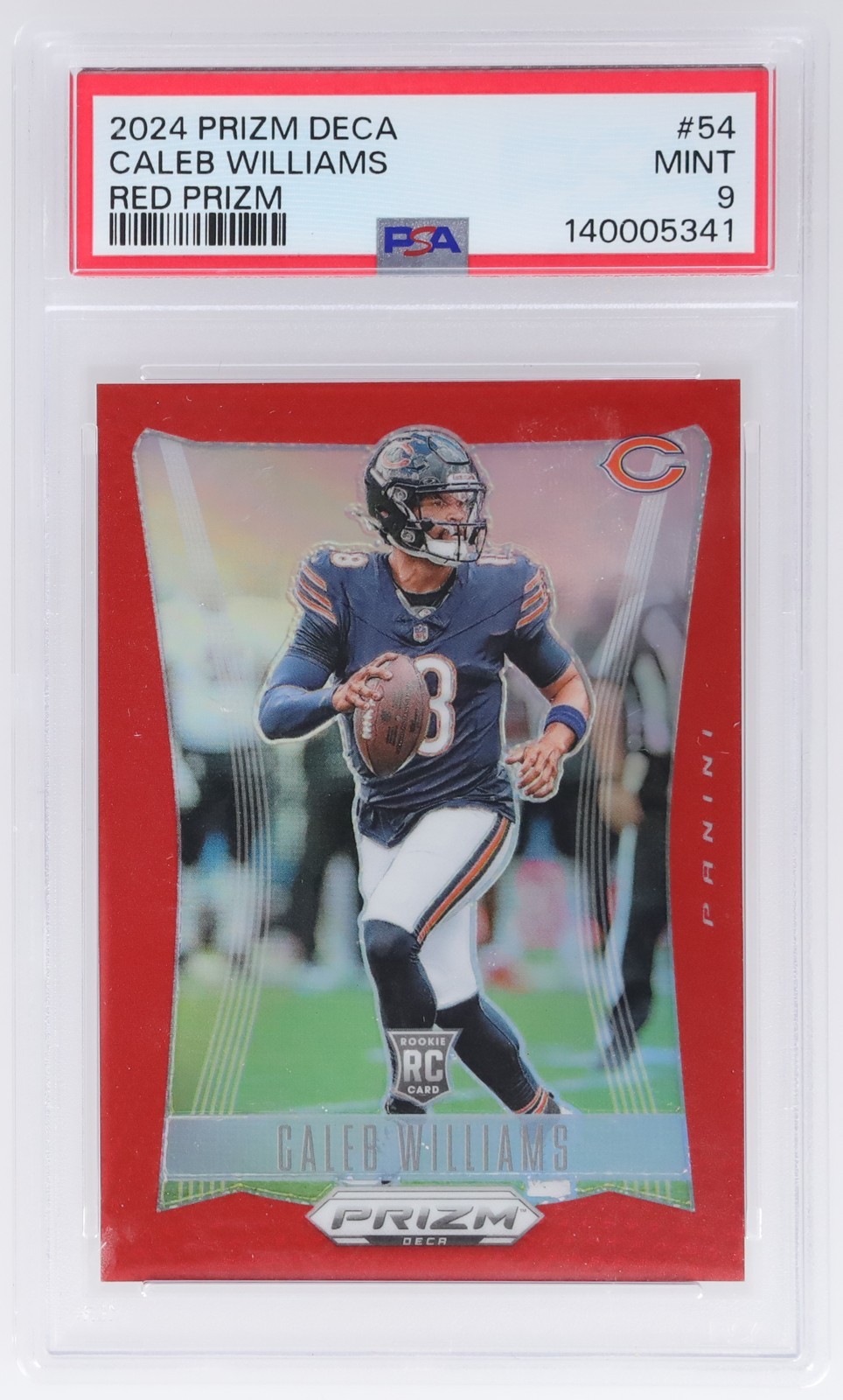 2024 Panini Prizm Deca Caleb Williams #54 PSA 9 Red Prizm 11/199 Football Mint