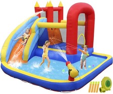 Inflatable Kids Water Slide Jumper Bounce House Blower Water Gun Splash Pool